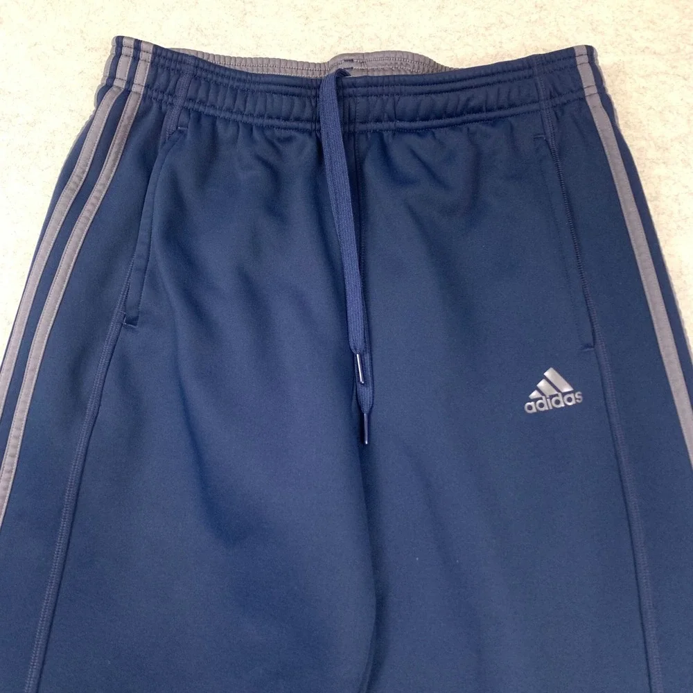 Adidas Track Pants Mens Large Navy Blue Climawarm Straight Leg Fleece Lined